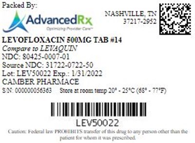 Levofloxacin 500mg Tab Qty 14 Ndc 80425 0007